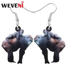 WEVENI Acrylic Orangutan Gorilla Ape Monkey Earrings Animal Drop Dangle Jewelry For Women Girl Teen Kid Charm Gift Hot Sale Bulk 2024 - buy cheap