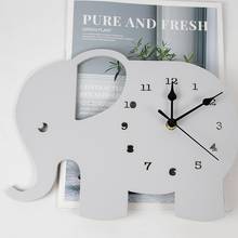 1PC Mute Wooden Wall Clock Elephant Shaped Kids Room Home Decoration Battery Operated Hanging Clocks Wooden Needle Wall-Clock 2024 - buy cheap