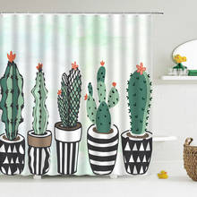 Cactus tropical cortina de chuveiro poliéster tecido cortina de banho para o banheiro decorações multi-tamanho impresso cortinas de chuveiro 2024 - compre barato