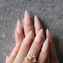 Pink matte nails Salon fake nail scrub transparent long  stiletto red false nails black white tip full sets blue 2024 - buy cheap