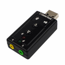 Внешняя звуковая карта USB 2,0, 7,1 канальный 3D аудио адаптер, конвертер D объемного звука с кнопочным управлением, звуковая карта 2024 - купить недорого