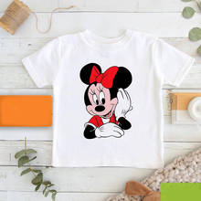 Camiseta con estampado de Mickey y Minnie para niños, ropa de manga corta con estampado de dibujos animados, Estética de verano 2024 - compra barato