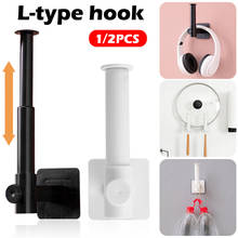 Large Wall Hooks L-Type Utility Hooks Telescopic Arm Multipurpose Bathroom Kitchen Self Adheisve Hooks for Coats Pot Lids Towels 2024 - buy cheap