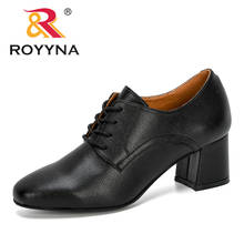 ROYYNA 2020 New Designers College Style Shoes Women Retro Round Head High Heel Pumps Ladies Lace-Up Casual Single Women Footwear 2024 - buy cheap