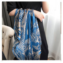Большой квадратный 100% Шелковый квадратный шарф женская модная шаль обертывания хиджаб головные шарфы для Леди Весна Лето 110*110 2024 - купить недорого