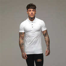 Polo camisas ajuste fino manga curta lazer casual algodão moda marca dos homens de fitness verão respirável esportes polo camisa 2024 - compre barato