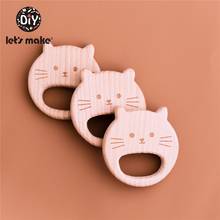 Let's Make 5pcs Baby Wooden Teether Cat Cute Beech Wood High Quality Bpa Free Baby Teether Toys 2024 - buy cheap