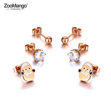 ZooMango-pendientes de diseño Original para mujer y niña, aretes de diamantes de imitación de muñeco de nieve de acero inoxidable, 3 par/set, aretes de cristal, ZE20042 2024 - compra barato