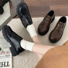 Zapatos Oxford con doble hebilla para mujer, calzado Lolita de cuero con punta redonda, informales, con plataforma, Primavera, 2021 2024 - compra barato