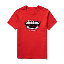 Camiseta informal de manga corta para hombre, camisa con estampado de boca de risa, cuello redondo, Hip Hop, de alta calidad, a la moda, nueva 2024 - compra barato