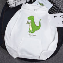 Sudadera polar de manga larga para mujer, suéter de talla grande con dibujo de dinosaurio, suéter de primavera y otoño 2024 - compra barato