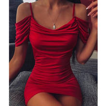 Sexy Off Shoulder Smocked Bodycon Dress Women Strapless Mini Red Dresses Short Party Club Dress Vestidos Dropshipping 2024 - buy cheap