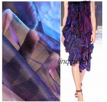 Цветная цветная фиолетовая Лазерная иллюзия, ажурная сетка, цветная перспективная ткань, светоотражающая ткань, креативная лазерная ткань для одежды 2024 - купить недорого
