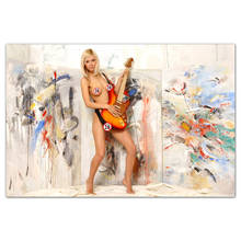 Decorative Paintings Sexy Girl Playing Guitar Photo Wall Art Posters and Prints Canvas Art For Room Decor 2024 - buy cheap