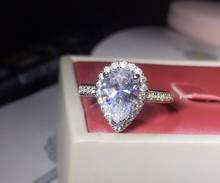 TR105 роскошный стиль 3 карата sona Gem груша огранка обручальные кольца для женщин, капля воды обручальное кольцо, груша огранка каплевидное кольцо 2024 - купить недорого