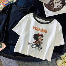 Female T Shirt Cartoon PAZ Mafalda Or QUIERO Cafe Printed Graphic Women's T-shirt Harajuku Funny Kawaii Crop Tops Streetwear Tee 2024 - buy cheap