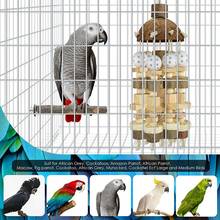 Попугай игрушечный из натурального дерева, лидер продаж, большой попугай, жевательная игрушка для птиц, клетка для попугаев, кусающая игрушка, подходит для попугаев 2024 - купить недорого