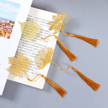 Vintage Chinese Style Bookmark Metal Hollow Maple Leaf Tassel Apricot Leaf Decor Book Note Decoration Stationery School Gifts 2024 - buy cheap