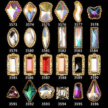 10Pc 3D Rectangle Square Nail Art Charm Crystal Rhinestone Alloy Diamond DIY Gold Base Nail Rhinestone Jewelry Nail Art Decorate 2024 - buy cheap