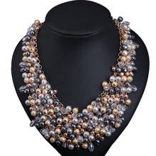 Hipérbole de lujo para mujer, cadena de aleación multicapa, hecha a mano, perlas de imitación, diamantes de imitación, colgante, babero, collar de perlas llamativas 2024 - compra barato