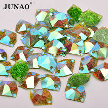 JUNAO 20 шт. 16*20 мм блестящий зеленый AB пришивные кристаллы стразы аппликация пришивные кристаллы бриллиантовые бусины для скрапбукинга 2024 - купить недорого