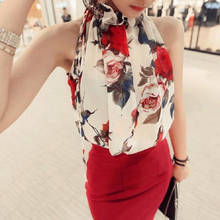 Женская шифоновая блузка без рукавов, с цветочным принтом 2024 - купить недорого