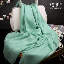 Women Fashion 100% silk scarf soft elegant green Pure solid color female Hangzhou square shawl long  spring autumn winter summer 2024 - buy cheap