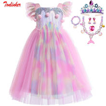 Halloween Girls Princess Unicorn Costume Children Carnival Fancy Birthday Party Sequins Mermaid Dress Rainbow Princess Dresses 2024 - buy cheap