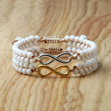 Infinity Sign Braided Bracelet Handmade Natural White Stone Bracelet Friendship Couples Infinity Fashion Jewelry Women Men Gift 2024 - buy cheap