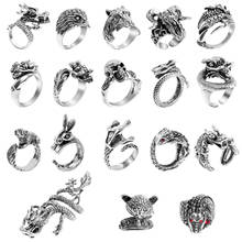 Мужское Винтажное кольцо с драконом в стиле стимпанк, панк, Череп, нержавеющая сталь, кольца на пальцы в готическом стиле, Хип-Хоп Ретро, ювелирное изделие 2024 - купить недорого