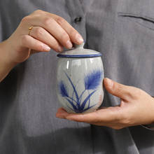 Taza de té japonesa Vintage de porcelana azul y blanca con tapa, taza de agua de Kung Fu para oficina, Taza de cerámica Retro pintada a mano, vajilla para beber 2024 - compra barato