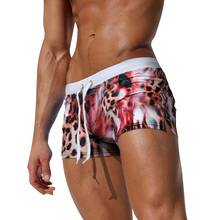 Bañador de leopardo con bolsillos y cremallera para hombre, traje de baño de estilo bóxer, impermeable, pantalones cortos de playa, zwembroek heren, 337 2024 - compra barato