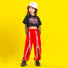Kids Hip Hop Clothing Sweatshirt Crop Top Long Sleeve Black T Shirt Split Pants for Girls Jazz Dance Costume Outfits Party Wear 2024 - buy cheap