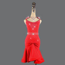 Customize Latin dance costume sexy latin dance dress women latin dance competition performance dresses+belt 2pcs 2024 - buy cheap