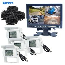 DIYKIT-Monitor de visión trasera para coche, dispositivo con visión nocturna IR, resistente al agua, cámara de visión trasera de marcha atrás, color blanco, para camión y autobús, 7 pulgadas, 4 unidades 2024 - compra barato