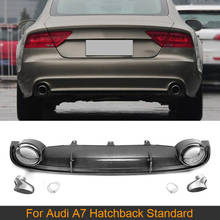 Car Rear Bumper Diffuser Lip Spoiler with Exhaust for Audi A7 Standard Hatchback 4 Door 12-15 Diffuser Carbon Look / Gloss Black 2024 - buy cheap