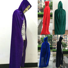 Velvet Unisex Adult Hooded Cape Long Cloak Black Halloween Costume Dress Coats 2024 - buy cheap