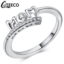 Cuteeco prata cor cz zircon amor mama anéis de alta qualidade mãe anel feminino jóias para aniversário presente do dia das mães 2024 - compre barato