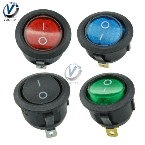 Мини-On/Off круглый кнопочный переключатель светодиодный светильник встроенные перекидной переключатель синий и красный цвета: зеленый, черный переключатель переменного тока 250V 6A 125V 10A 2022 - купить недорого