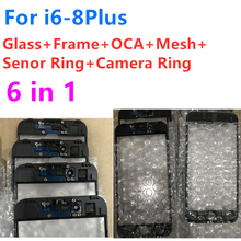 Lente de Cristal con marco medio para cámara, anillo de Senor de cámara con malla para las orejas OCA, para iPhone 6, 6S, 7, 7G, 8 plus, 7P, 6 en 1, 5 unidades 2024 - compra barato