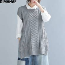 DIMANAF Autumn Oversize Sweater Women Sleeveless Knitting Vest Pullovers Cotton Loose Lady Tops Large Size Outerwear Clothing 2024 - buy cheap