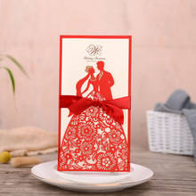 50 шт. красная лазерная резка, для свадьбы Пригласительные открытки жениха и невесты поздравительные открытки конверты с лентой свадебное украшение для вечеринок 2024 - купить недорого