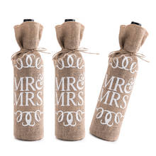 Natural Burlap Mr and Mrs Red Wine Bottle Covers Bag Sacks Jute Bottle Wrap Dresses Pouches Wedding Party Favor with Tie Rope 2024 - buy cheap
