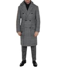 Grey Houndstooth Blazer Coat Greatcoat Men Suits Peaked Lapel Outfit Custom Made One Piece Long Overcoat High Quality Jacket 2024 - buy cheap