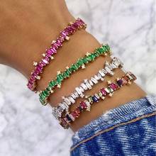 rainbow baguette firework cz Bracelet for women lady colourful inner 56-58mm charm delicate fashion elegance bangle gift jewelry 2024 - buy cheap