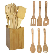 Kitchen Tools 1/6pcs Bamboo Spoon Spatula Kitchen Utensil Wooden Cooking Tool Mixing Set 2024 - buy cheap