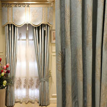 Light Luxury European Curtains Golden Grey Blackout Curtains for Living Dining Room Bedroom 2024 - buy cheap