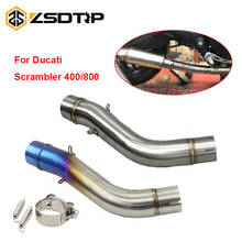 ZSDTRP 51mm Stainless Steel Modified Motorcycle Exhaust Muffler Pipe Mid Tube Front Link Pipe For Ducati Scrambler 400 800 2024 - buy cheap