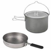Lightweight Camping Titanium Cookware Set 2.8L Pot with 1.1L Pan for Outdoor Camping Backpacking Hiking Picnic Cooking Equipment 2024 - buy cheap