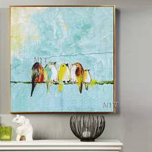 Belas aves imagem arte artesanal pintura a óleo da lona parede pendurado decoração arte mais recente arte de casa decoração para o quarto dos miúdos presente 2024 - compre barato